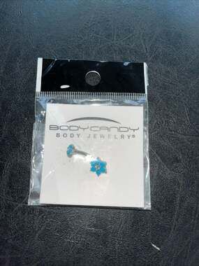 Body Candy Turquoise Flower Curved Barbell Piercing Jewelry